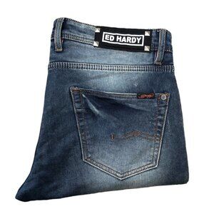 RARE Ed Hardy Skiller Jeans Size 36 Blue
